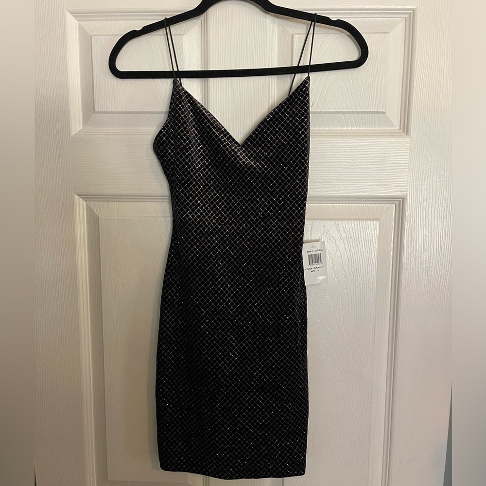 👗 women’s black sparkly vneck dress - sz 0